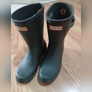 Hunter Original Tour Short Packable Rain Boots Sz 7